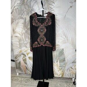 vintage stunning adrianna papell silk beaded dress Insane Detail